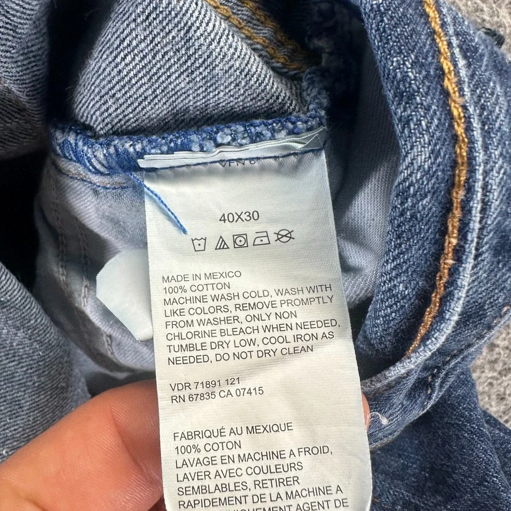 Nautica Jean Men 42x22 Blue Cotton Denim Capri Relaxed Streetwear Faded Workwear
